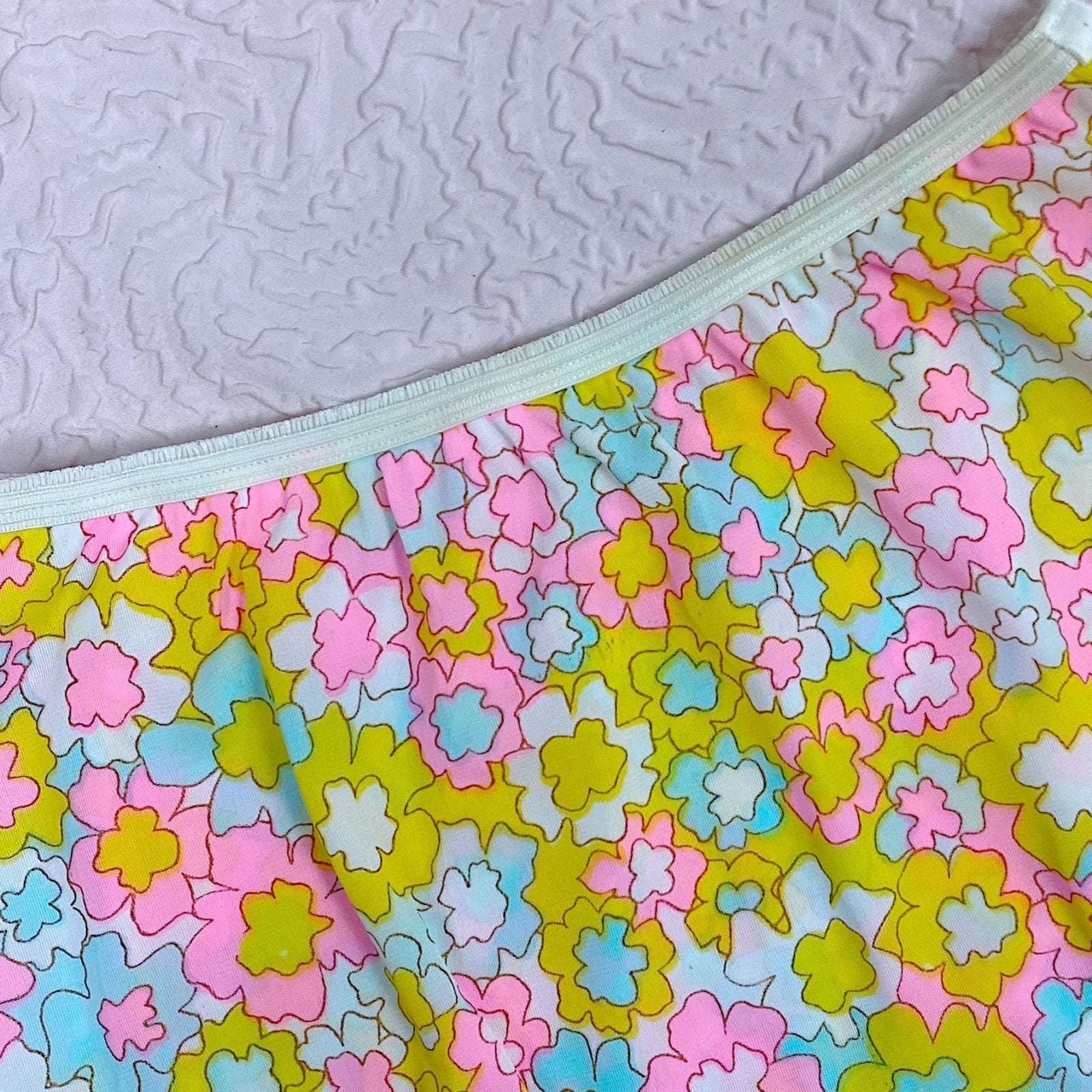 Vintage 1960's Pillow Tab Panties | High Rise White Nylon with Floral Print & Mushroom Gusset | Size S, M | By Vassarette - Never Worn - Daggers & Dames
