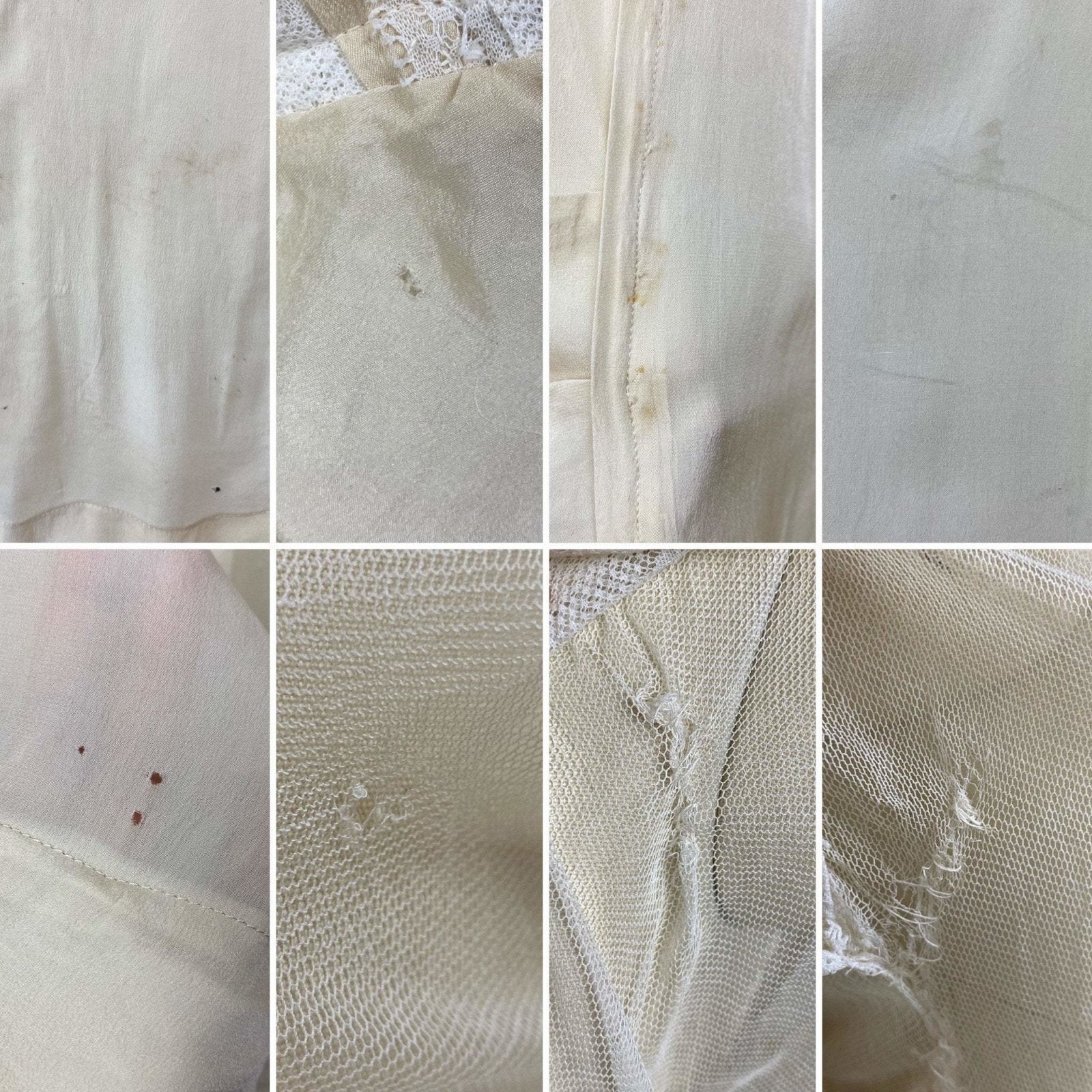 Antique 1900's - 1910's Dress | Buttercream Silk with White Chantilly Lace & Animal Bone | Size XS - Daggers & Dames