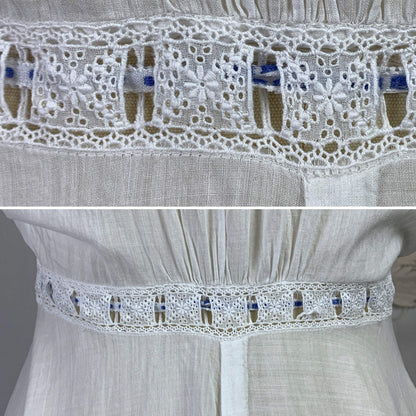 Antique 1910's Edwardian Camiknickers | Sheer White Cotton Lawn with Floral Embroidery & Lace | Size XXS, XS - Daggers & Dames