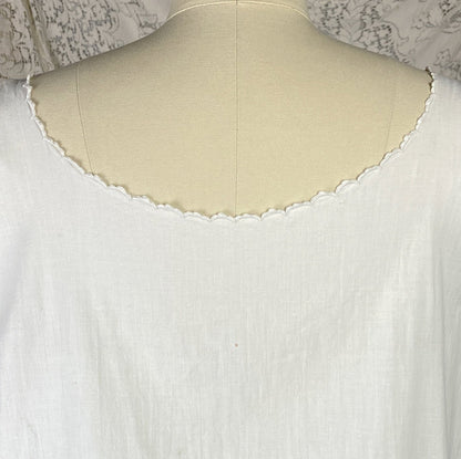 Antique 1910's Edwardian Chemise | Crisp White Cotton with Embroidery | Size Free - Daggers & Dames