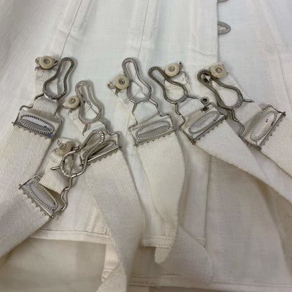 Antique 1910's Edwardian Corset | Crisp White Cotton with Embroidered Underbust & Garters | Size 27 Waist | Kabo Corset Co. - Daggers & Dames