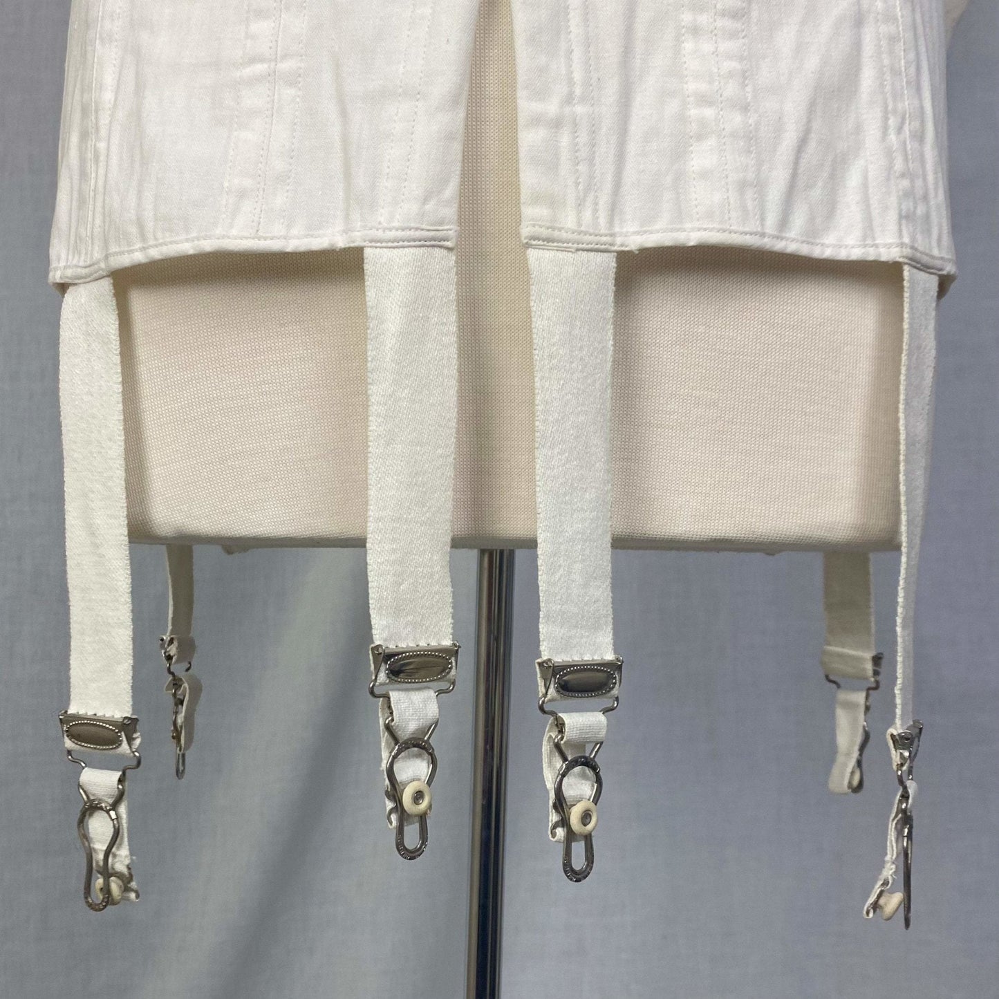 Antique 1910's Edwardian Corset | Crisp White Cotton with Embroidered Underbust & Garters | Size 27 Waist | Kabo Corset Co. - Daggers & Dames