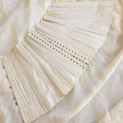 Antique 1910's Edwardian Corset | Crisp White Cotton with Satin Underbust & Metal Stays | De Milo | Size 24 - Daggers & Dames