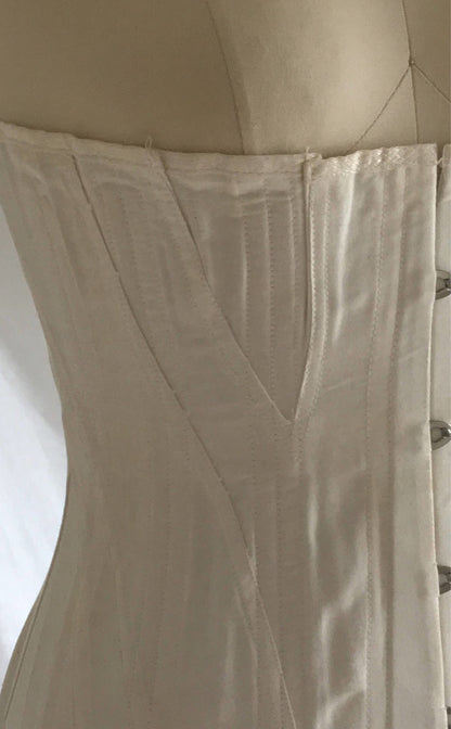 Antique 1910's Edwardian Corset | Crisp White Cotton with Satin Underbust & Metal Stays | De Milo | Size 24 - Daggers & Dames
