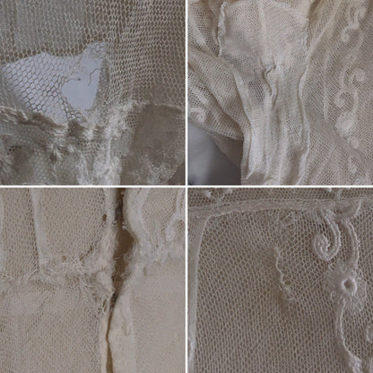Antique 1910's Edwardian Dress | Ivory Tambour Embroidered Lace Tulle with Mermaid Skirt | Size XS, S - Daggers & Dames