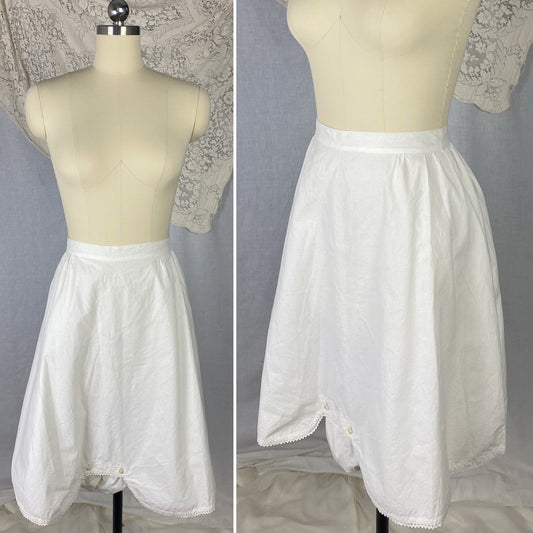 Antique 1910's Edwardian Knickers | Crisp White Cotton with Button Envelope Crotch | Size S, M - Daggers & Dames