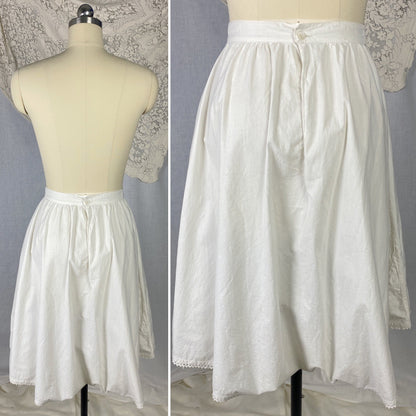 Antique 1910's Edwardian Knickers | Crisp White Cotton with Button Envelope Crotch | Size S, M - Daggers & Dames