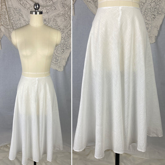 Antique 1910's Edwardian Petticoat | Crisp White Cotton Muslin with Satin Ribbon Tie | Size XS, S - Daggers & Dames