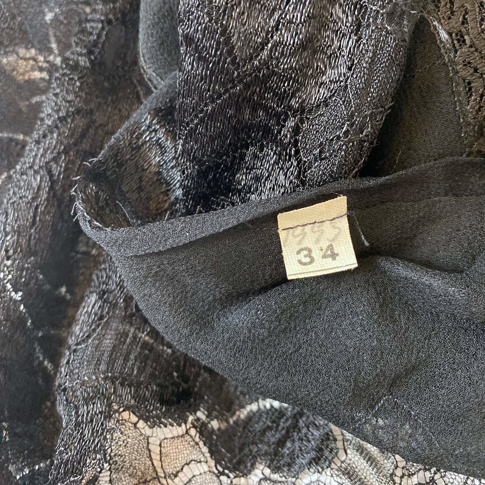 Antique 1920's Bralette & Tap Pants Lingerie Set | Black Silk Chiffon with Rose Chantilly Lace | Size XXS, XS | Never Worn - Daggers & Dames