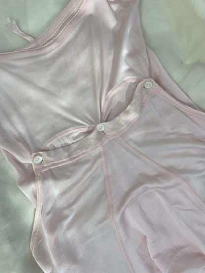 Antique 1920's Camiknicker | Pale Pink Silk Knit with Button Drop-Seat | Size 30-34 Bust, XXS, XS - Daggers & Dames