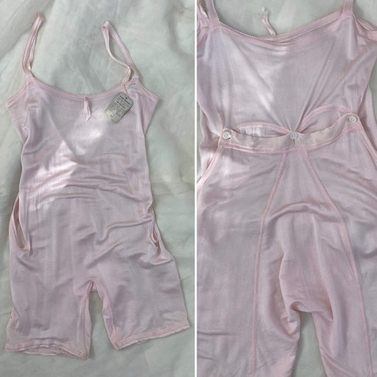 Antique 1920's Camiknicker | Pale Pink Silk Knit with Button Drop-Seat | Size 30-34 Bust, XXS, XS - Daggers & Dames