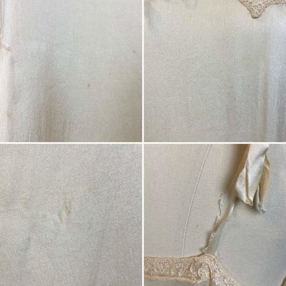 Antique 1920's Chemise Slip | Creamy Champagne Silk with Floral Alençon Lace | Size S, M, LG - Daggers & Dames