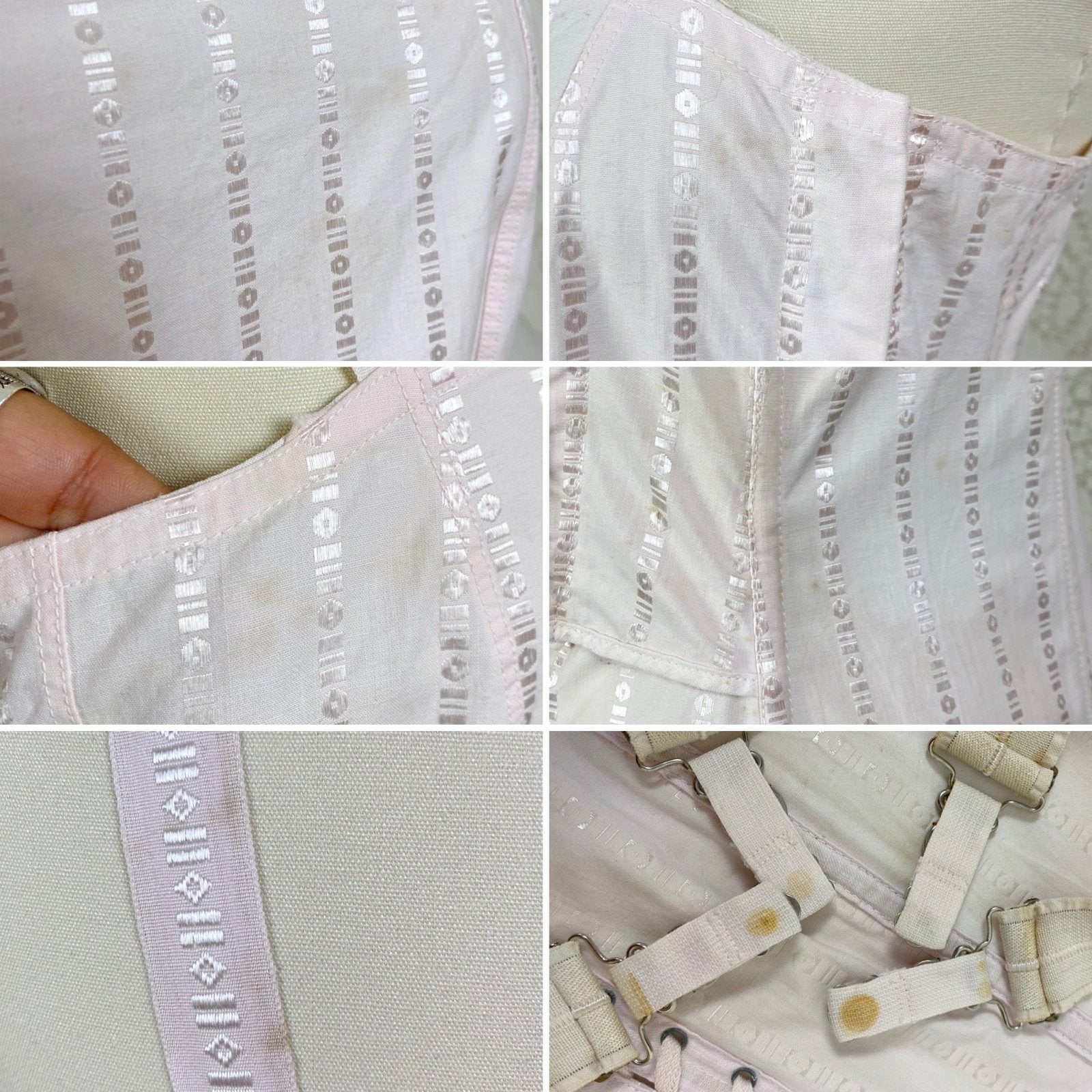Antique 1920's Corselette | Powder Pink Cotton with Geo Satin Damask & Corset Lacing | Size S, M | Belfit Brassiere Co. -New in Box - Daggers & Dames