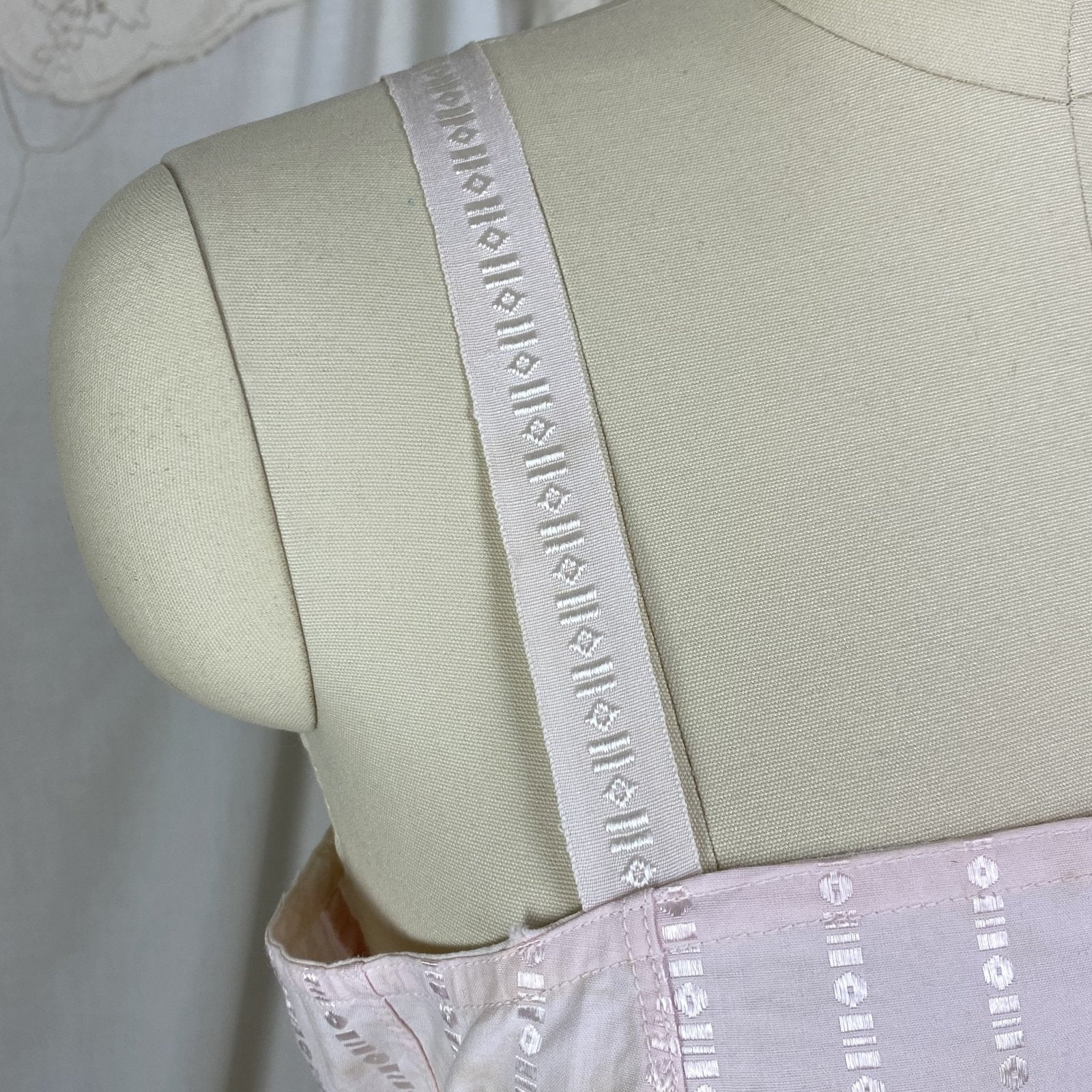 Antique 1920's Corselette | Powder Pink Cotton with Geo Satin Damask & Corset Lacing | Size S, M | Belfit Brassiere Co. -New in Box - Daggers & Dames