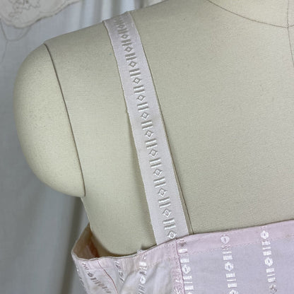 Antique 1920's Corselette | Powder Pink Cotton with Geo Satin Damask & Corset Lacing | Size S, M | Belfit Brassiere Co. -New in Box - Daggers & Dames