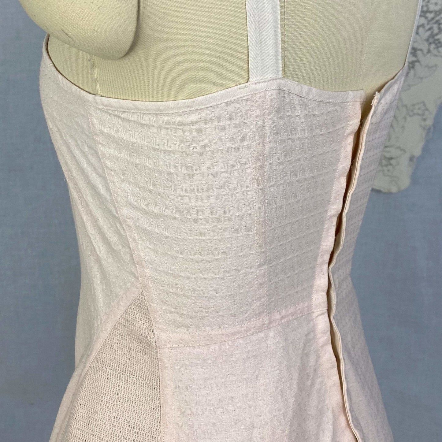 Antique 1920's Garter Brassiere | Pale Powder Pink Cotton Damask | Size 32 Bust, XS | Venus Brassiere Co. - Daggers & Dames