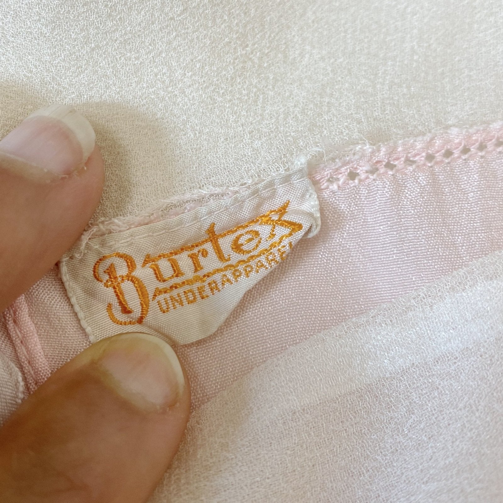 Antique 1920's Step-in Chemise | Pale Petal Pink Silk with White Chiffon & Lace | Size S, M | Burtex, Never Worn - Daggers & Dames