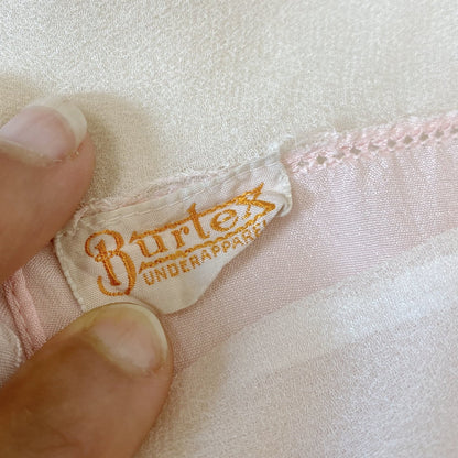 Antique 1920's Step-in Chemise | Pale Petal Pink Silk with White Chiffon & Lace | Size S, M | Burtex, Never Worn - Daggers & Dames