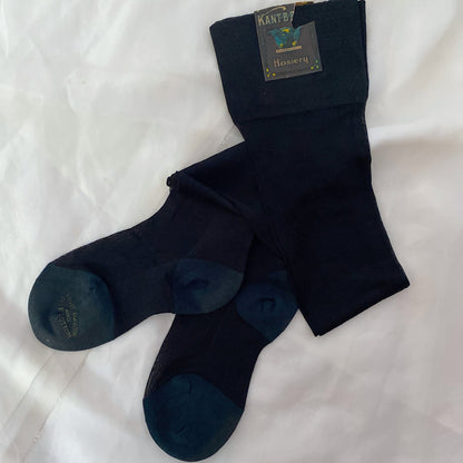 Antique 1920's Stockings | Inky Black Rayon Knit with Exposed Seam & Reinforced Cotton Heel | Size 7.5 | Kant-B-Beat -New with Tag - Daggers & Dames