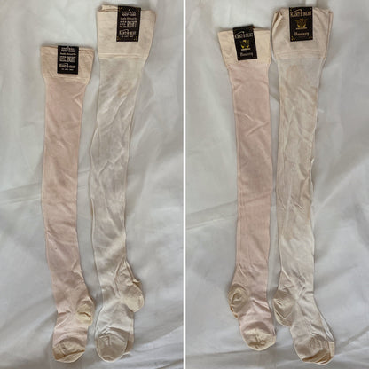 Antique 1920's Stockings | Ivory & Nude Silk Knit with Original Box | Size 7, 8 | Kan't-B-Beat -New with Tags - Daggers & Dames
