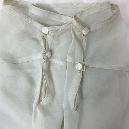 Antique 1920's Tap Pants | Sheer Mint Green Silk Chiffon with Deep Nude Lace & Double Side Button Closure | Size XXS, XS - Daggers & Dames