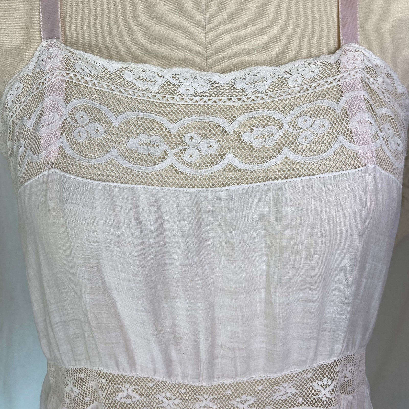 Antique Edwardian 1910's Camiknickers | Soft Semi-Sheer White Cotton with Lace & Open Seat | Size M - Daggers & Dames
