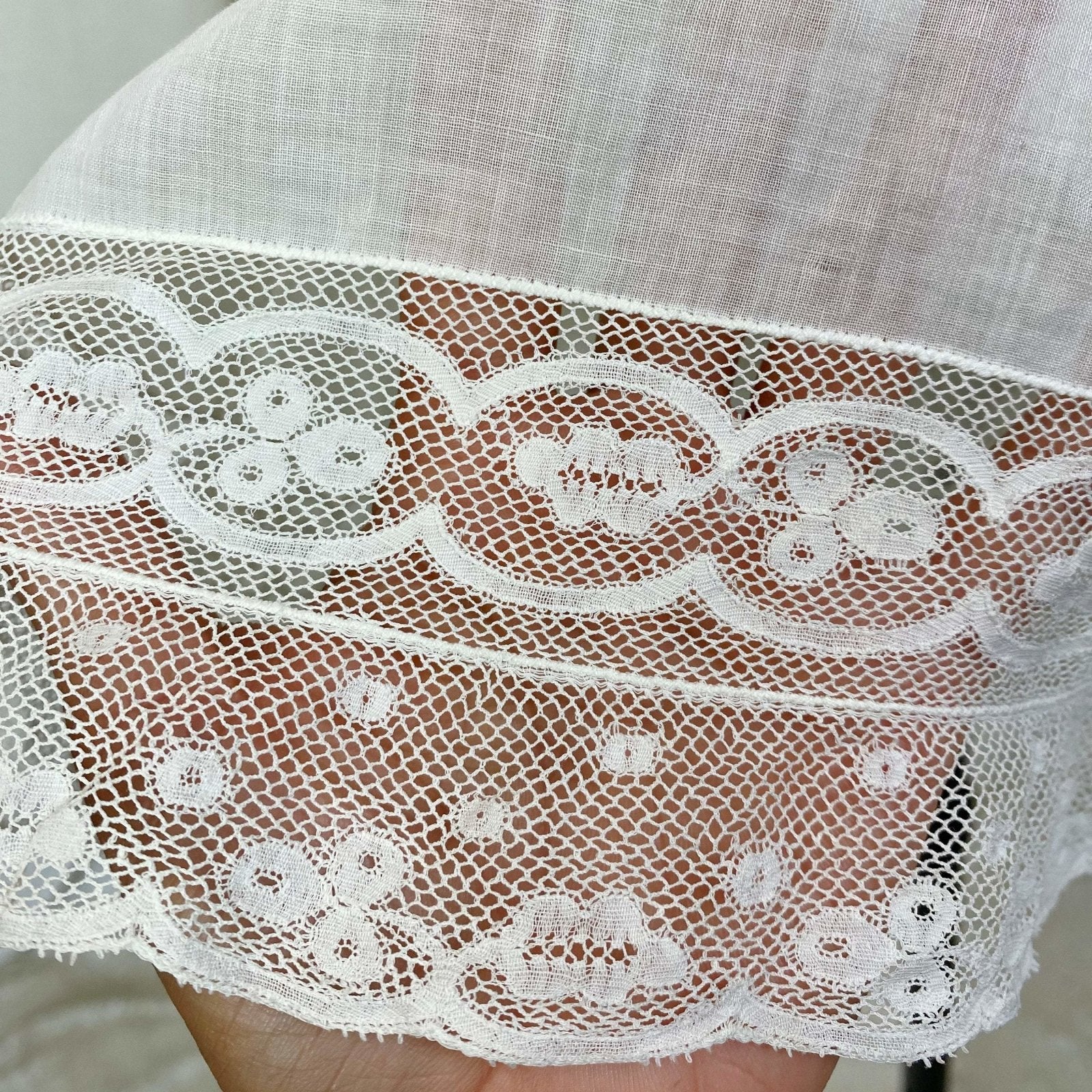 Antique Edwardian 1910's Camiknickers | Soft Semi-Sheer White Cotton with Lace & Open Seat | Size M - Daggers & Dames
