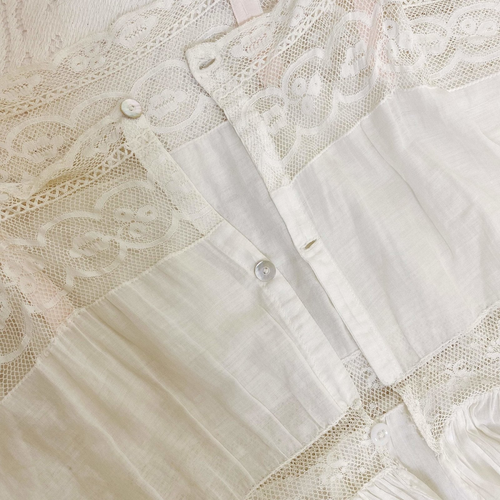 Antique Edwardian 1910's Camiknickers | Soft Semi-Sheer White Cotton with Lace & Open Seat | Size M - Daggers & Dames