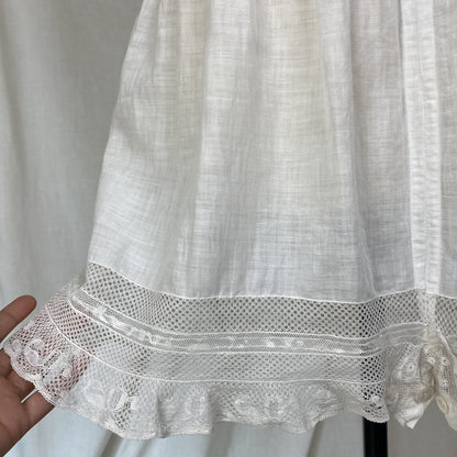 Antique Edwardian 1910's Knickers | Soft Semi-Sheer White Cotton with Lace & Open Seat | Size M, LG - Daggers & Dames
