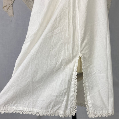 Antique Edwardian 1910's Step In Chemise | Hand Stitched White Cotton Lawn with Filet Lace & Crochet Hem | Size XS, SM, M - Daggers & Dames