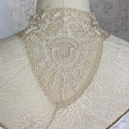 Antique Edwardian Dickie Camisole | Soft White Cotton with Ecru Embroidered Lace | Size XS - Daggers & Dames