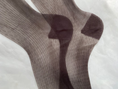 Vintage 1950&#39;s Stockings | Seamless Deep Mocha Argyle Pattern Nylon | Size 10, 10.5 | Round the Clock