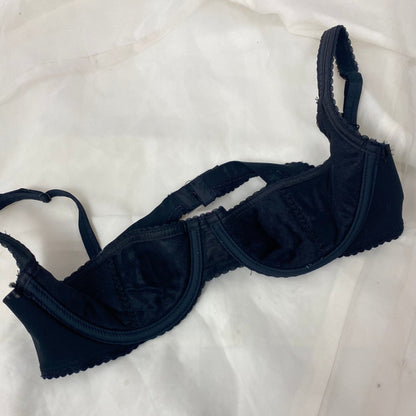 Vintage 1950&#39;s Shelf Bra | Black Nylon with Chiffon & Scalloped Edges | Size 36 B | Peter Pan - Inspired by Oleg Cassini