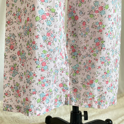 Vintage 1960's Pajama Set | Pale Petal Pink Cotton with Watercolor Floral Print | Size M, LG | Tommies