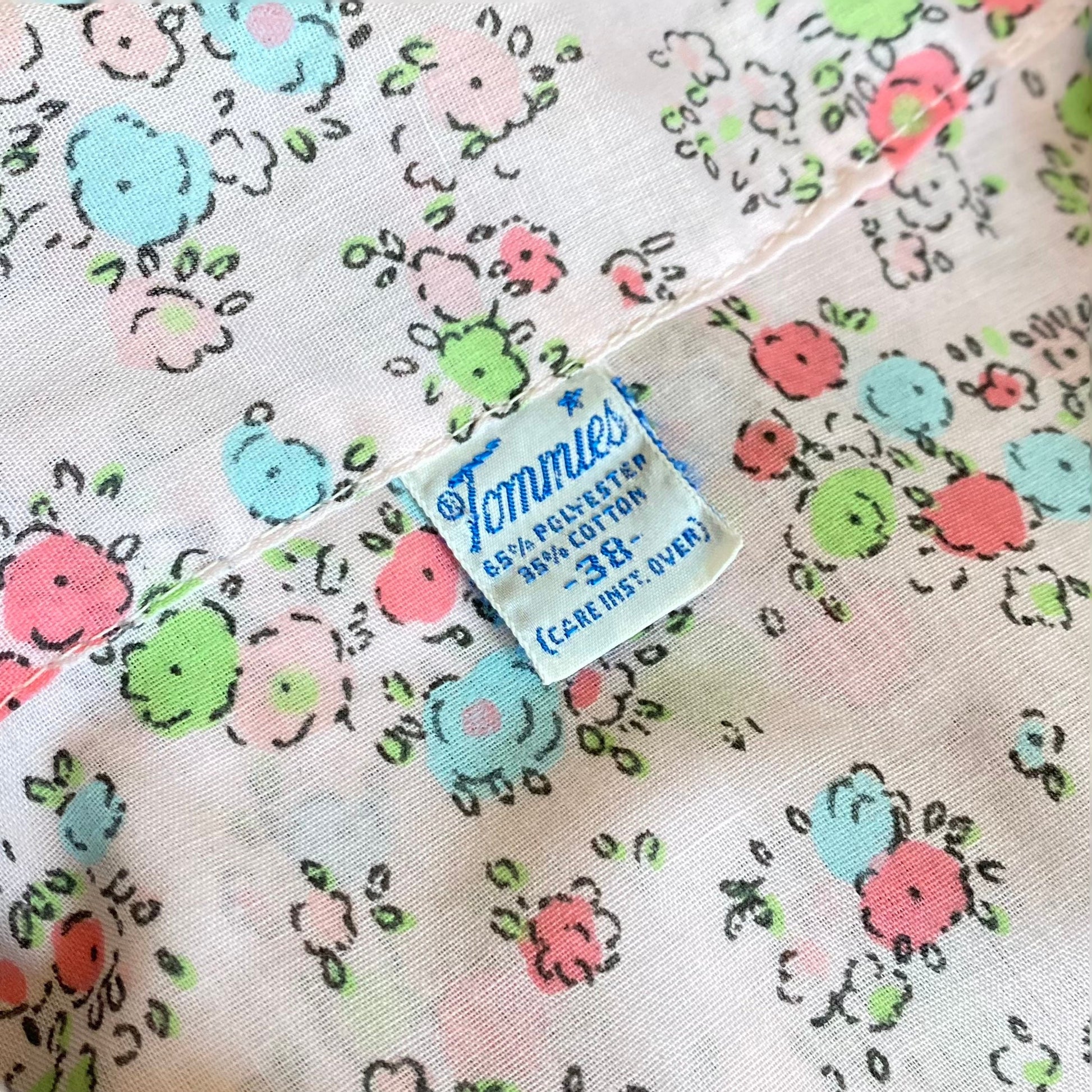Vintage 1960's Pajama Set | Pale Petal Pink Cotton with Watercolor Floral Print | Size M, LG | Tommies
