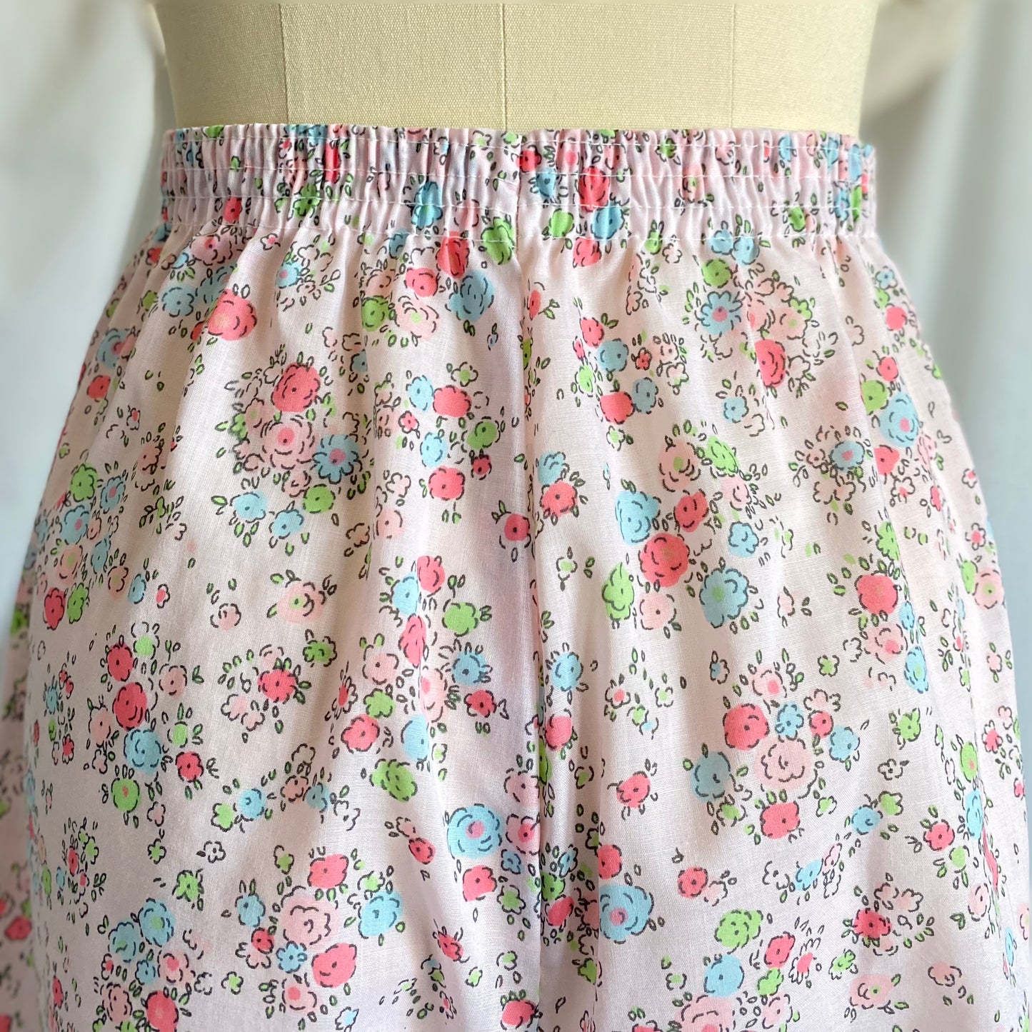 Vintage 1960's Pajama Set | Pale Petal Pink Cotton with Watercolor Floral Print | Size M, LG | Tommies