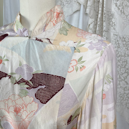 Vintage 1920's Beach Pajama Set | Sheer Raw Pongee Silk with Japanese Floral Print | Size XS, S - Daggers & Dames