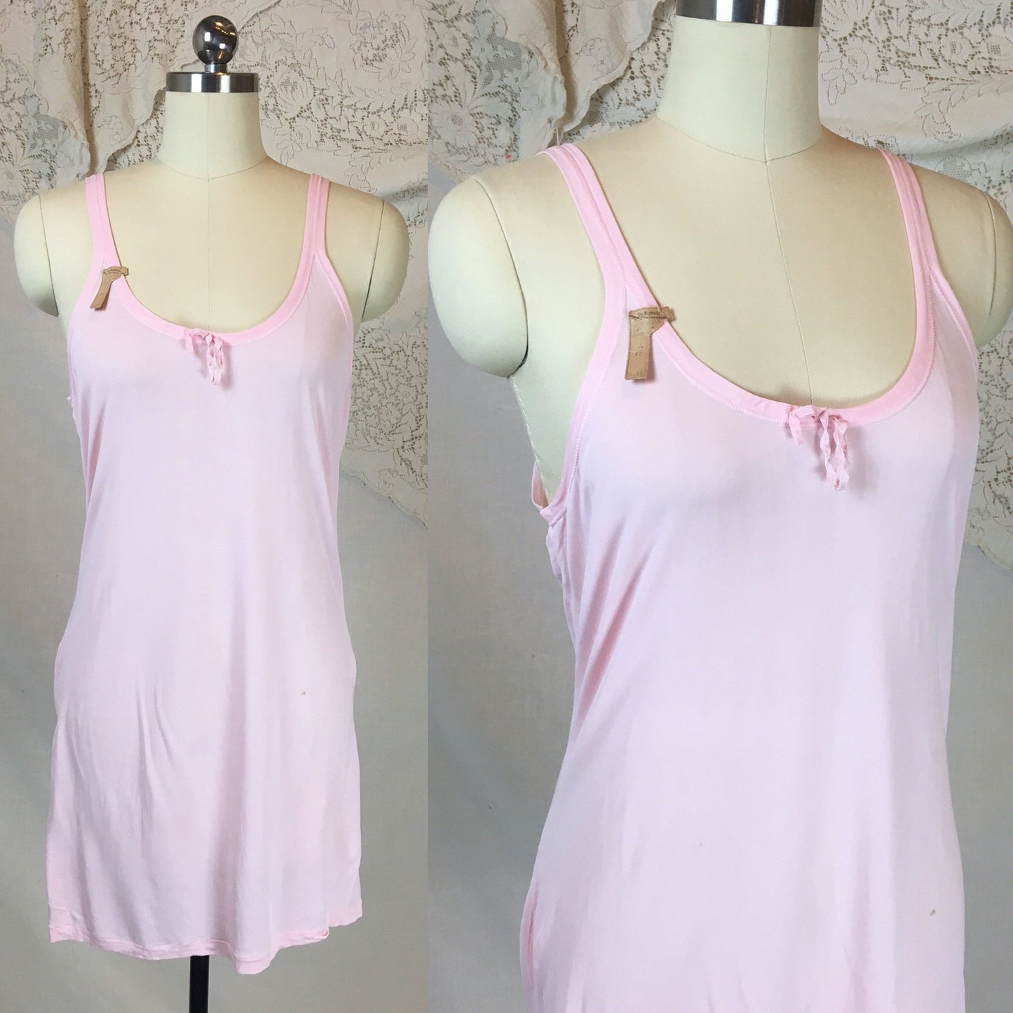 Vintage 1920's Chemise 1 | Size SM, MED | Bubblegum Pink Rayon Knit | The Globe -New with Tags - Daggers & Dames