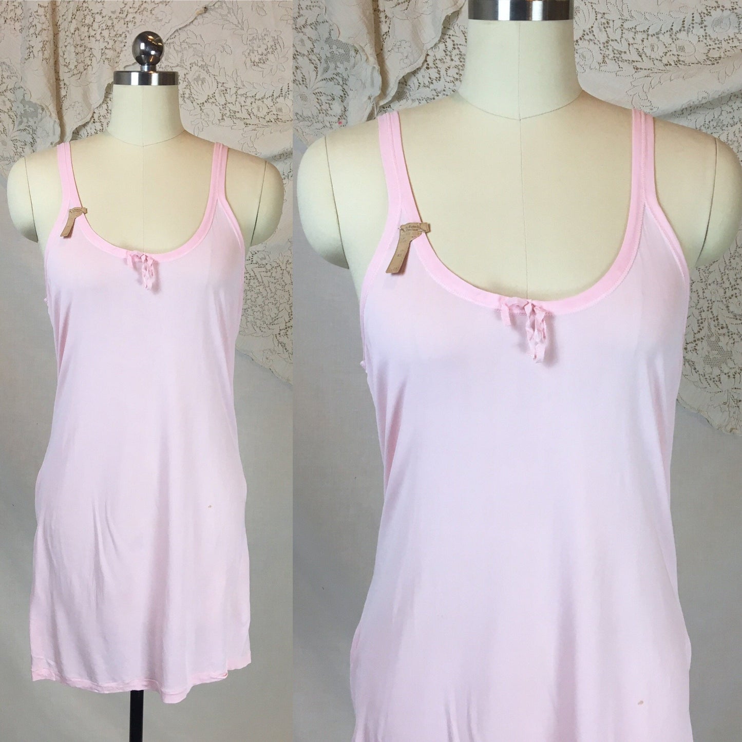 Vintage 1920's Chemise 1 | Size SM, MED | Bubblegum Pink Rayon Knit | The Globe -New with Tags - Daggers & Dames