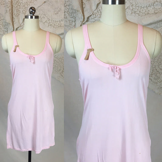 Vintage 1920's Chemise 1 | Size SM, MED | Bubblegum Pink Rayon Knit | The Globe -New with Tags - Daggers & Dames