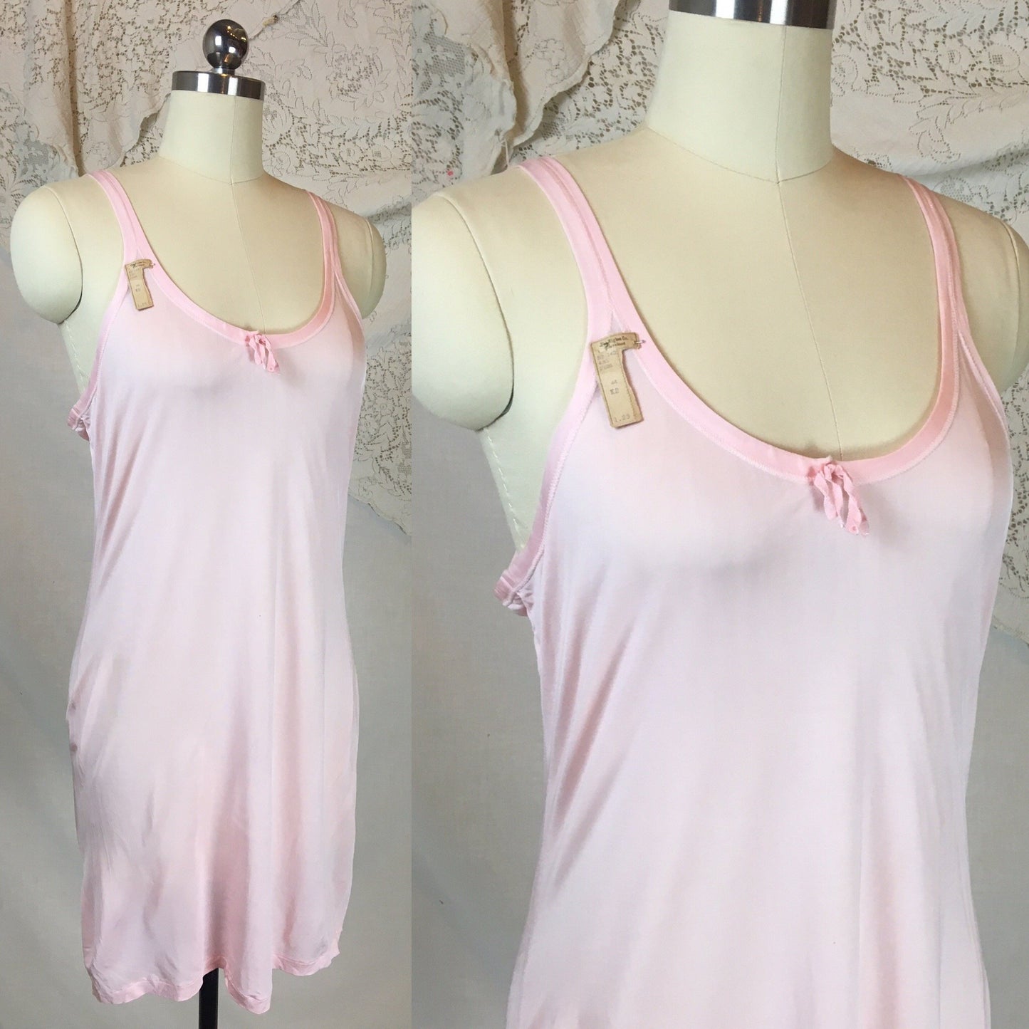 Vintage 1920's Chemise 2 | Size SM, MED | Bubblegum Pink Rayon Knit | The Globe -New with Tags - Daggers & Dames