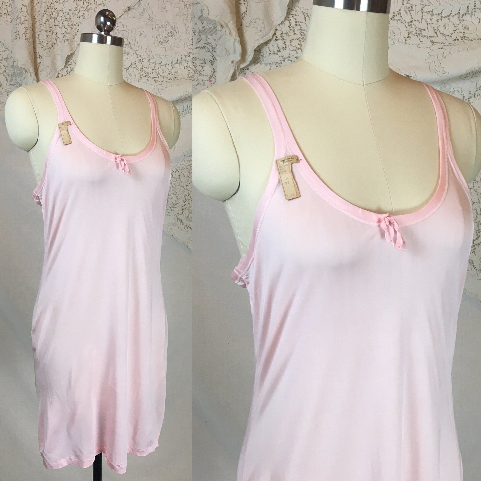 Vintage 1920's Chemise 2 | Size SM, MED | Bubblegum Pink Rayon Knit | The Globe -New with Tags - Daggers & Dames