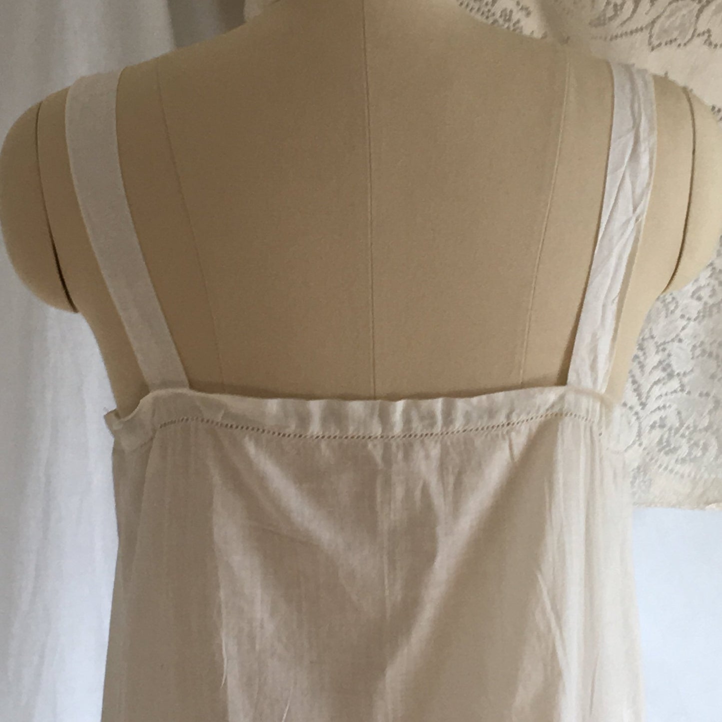 Vintage 1920's Chemise Slip | White Cotton with Ribbon Cinch | New Old Stock | Edwardian Chemise | Slip Dress | Size Free to LG - Daggers & Dames