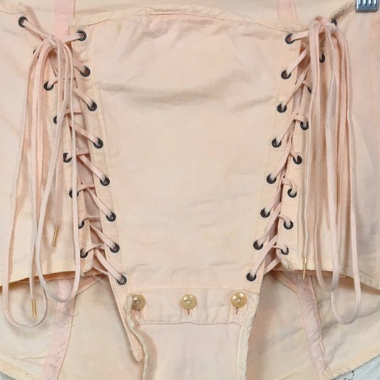 Vintage 1920's Corset Panties | Peach Cotton with Lace-up Sides & Button Gusset | Size XS, S, MED - Daggers & Dames