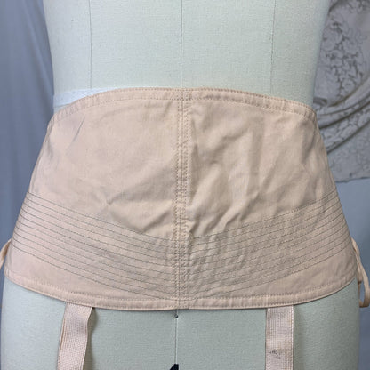 Vintage 1920's Garter Belt | Peach Cotton with Pintuck Stitching & Corset Lacing | Anticipation by Lewelly - New with Tags | Size LG, XL - Daggers & Dames
