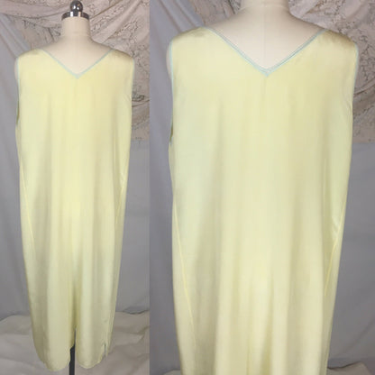 Vintage 1920's Nightgown | Pastel Yellow & Mint Green Silk Crepe de Chine with Floral Embroidery | Size Free - Daggers & Dames