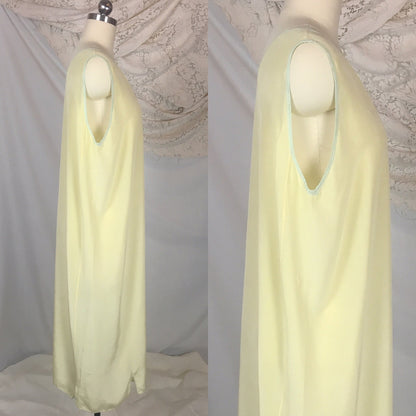 Vintage 1920's Nightgown | Pastel Yellow & Mint Green Silk Crepe de Chine with Floral Embroidery | Size Free - Daggers & Dames