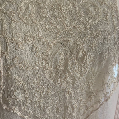 Vintage 1920's Nightgown | Sheer Powder Pink Silk Chiffon with Tambour Embroidery | Size M, LG - Daggers & Dames