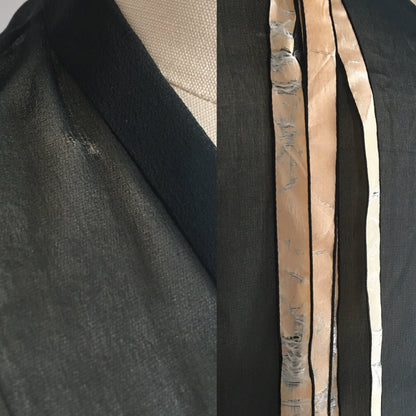 Vintage 1920's Peignoir Robe | Black Silk Chiffon & Chantilly Lace | OOAK | Size XSM - Daggers & Dames