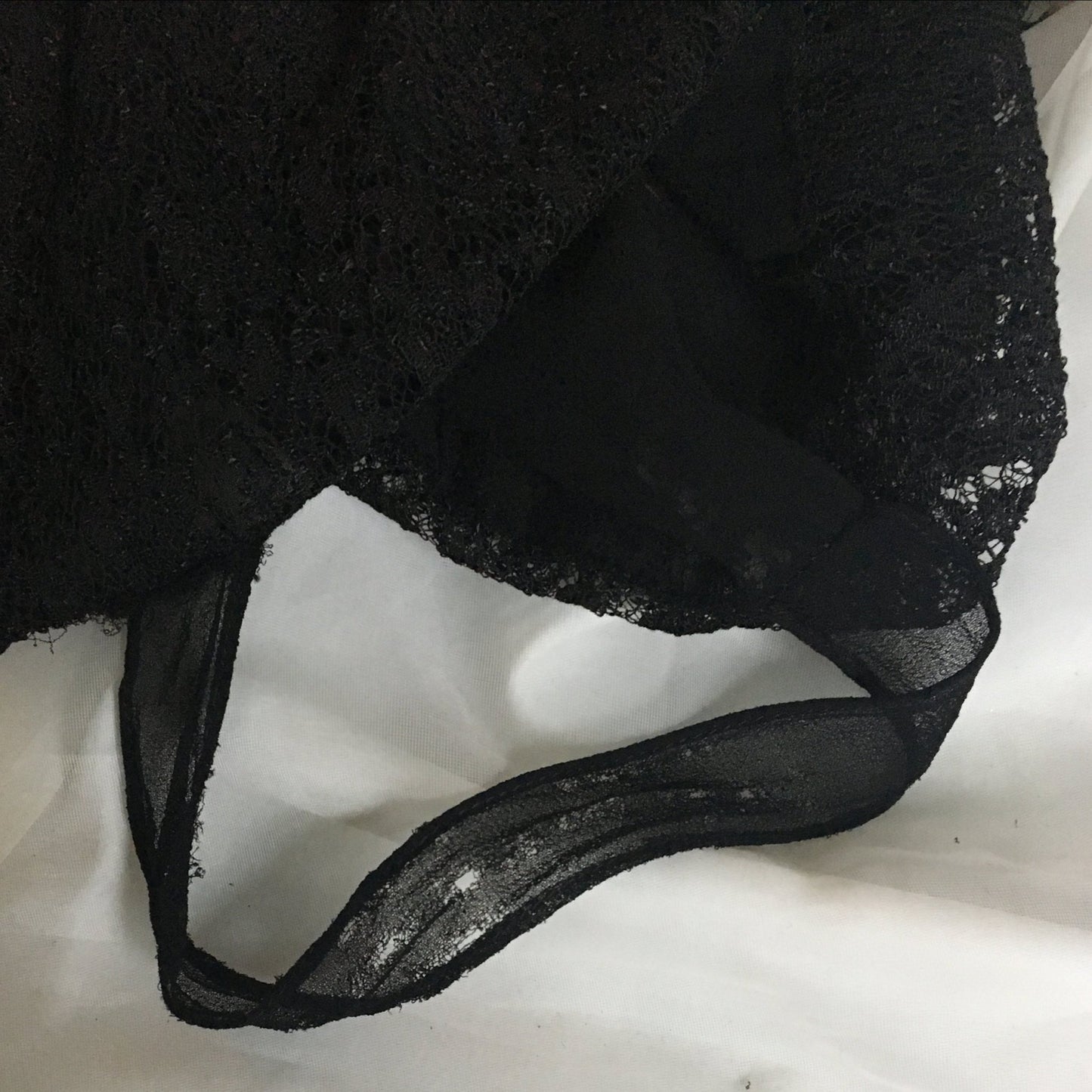 Vintage 1920's Step in Chemise | Black Silk Chiffon with Chantilly Lace & Ribbon Straps | Size XXS - Daggers & Dames
